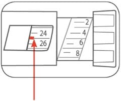 This example is showing 25 units shown in the dose window.