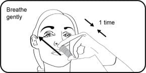 Breathe gently while pressing and releasing the applicator.image