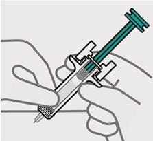 Release pinch and reposition hand Use your free hand to grasp the body of the prefilled syringe.image