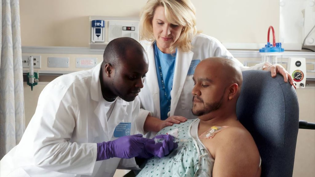 Man in hospital bed