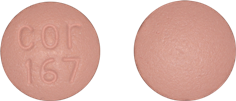Imprint cor 167 - glipizide/metformin 2.5 mg / 250 mg
