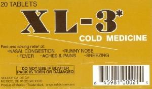 Image 1 - Imprint XL 3 - XL-3 Cold Medicine acetaminophen 325 mg / chlorpheniramine maleate 4 mg / phenylephrine hydrochloride 10 mg