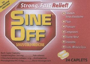 Image 1 - Imprint Sine Off PE - Sine-Off Sinus/Cold acetaminophen 500mg / chlorpheniramine maleate 2mg / phenylephrine hydrochloride 5mg