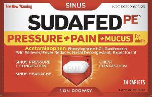 Image 1 - Imprint SU PE SU 02 - Sudafed PE Pressure+Pain+Mucus acetaminophen 325 mg / guaifenesin 200 mg / phenylephrine hydrochloride 5 mg