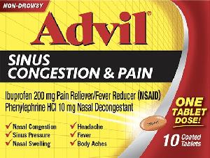 Image 1 - Imprint 1200-P10 - Advil Sinus Congestion & Pain ibuprofen 200 mg / phenylephrine hydrochloride 10 mg