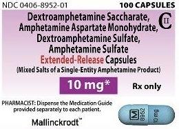 M 8952 10 mg - Amphetamine and Dextroamphetamine Extended Release