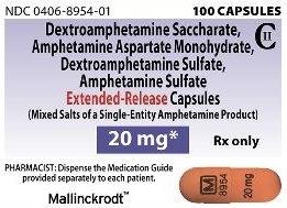 M 8954 20 mg - Amphetamine and Dextroamphetamine Extended Release