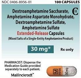 M 8956 30 mg - Amphetamine and Dextroamphetamine Extended Release