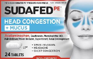 Image 1 - Imprint SU PE SU02 - Sudafed PE Head Congestion + Mucus acetaminophen 325 mg / guaifenesin 200 mg / phenylephrine hydrochloride 5 mg