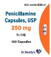 Imprint RDY 634 - penicillamine 250 mg