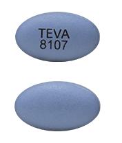 Imprint TEVA 8107 - famotidine/ibuprofen 800 mg / 26.6 mg