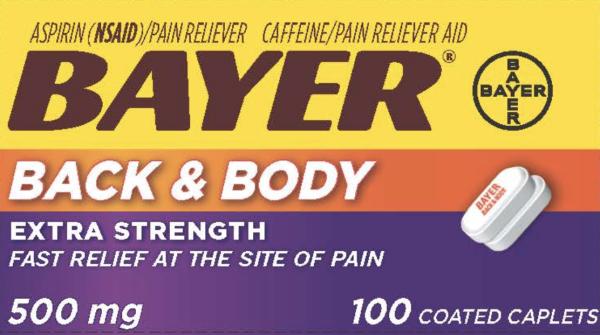 Image 1 - Imprint BAYER BACK & BODY - Bayer Back & Body aspirin 500 mg / caffeine 32.5 mg
