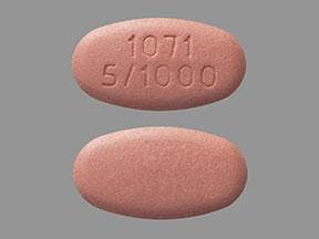 Imprint 1071 5/1000 - dapagliflozin/metformin 5 mg / 1000 mg