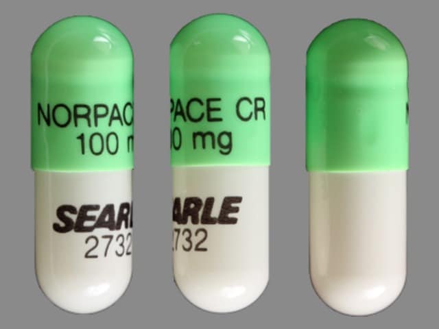 Image 1 - Imprint NORPACE CR 100 mg SEARLE 2732 - Norpace CR 100 MG