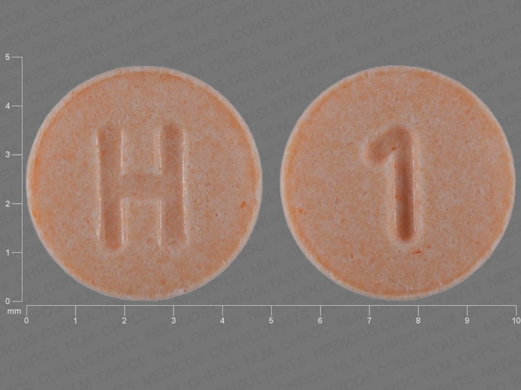 Pill Finder H 1 Peach Round