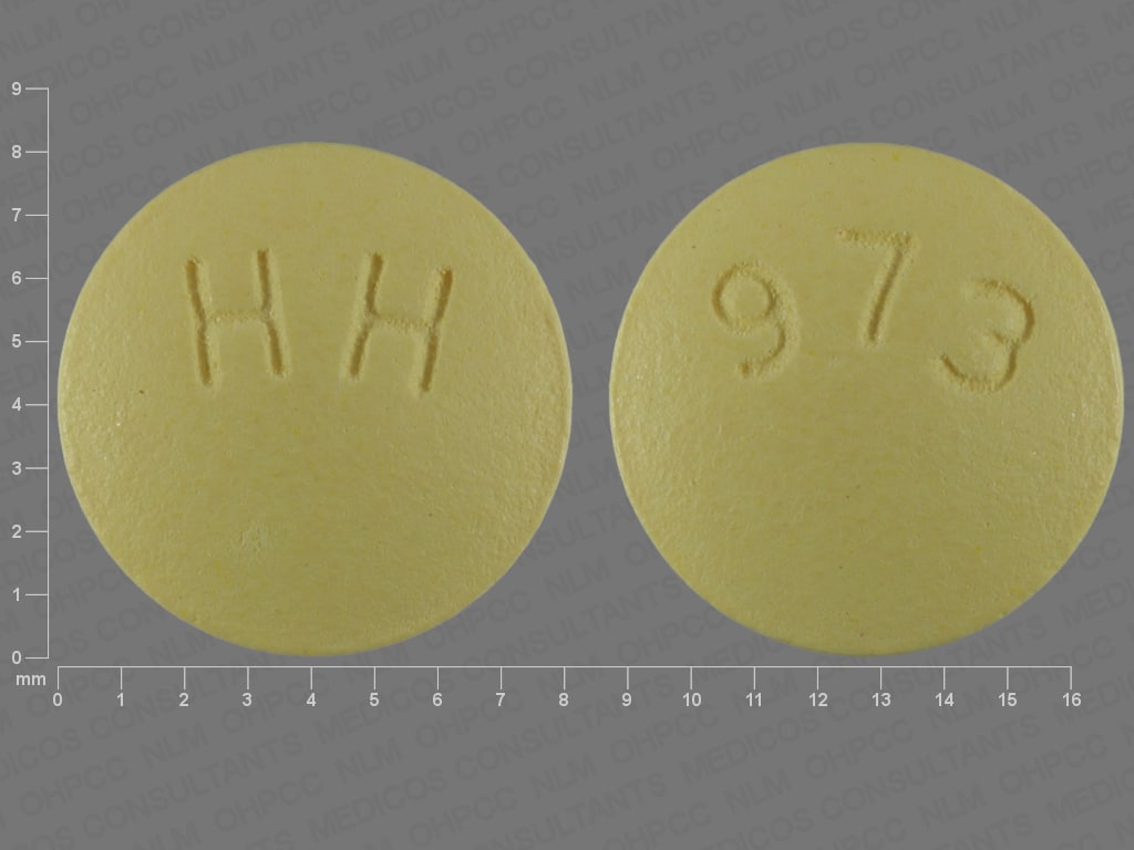 Pill Finder HH 973 Yellow Round