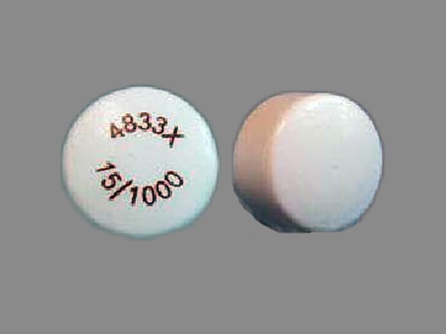 Image 1 - Imprint 4833X 15/1000 - ActoPlus Met XR 1000 mg / 15 mg