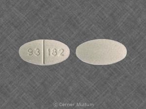 Imprint 93 182 - captopril/hydrochlorothiazide 50 mg / 25 mg