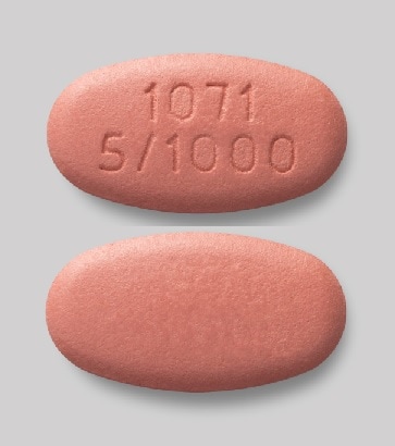 Imprint 1071 5/1000 - Xigduo XR 5 mg / 1000 mg
