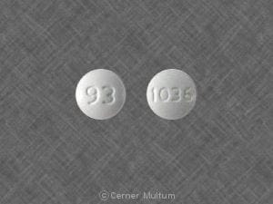 Imprint 93 1036 - hydrochlorothiazide/lisinopril 12.5 mg / 20 mg