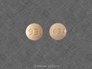 Imprint 93 1037 - hydrochlorothiazide/lisinopril 25 mg / 20 mg