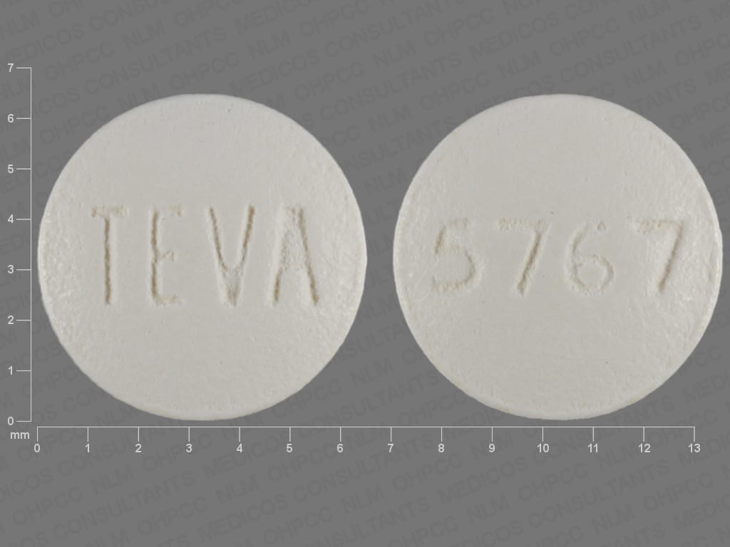 Imprint TEVA 5767 - olanzapine 2.5 mg