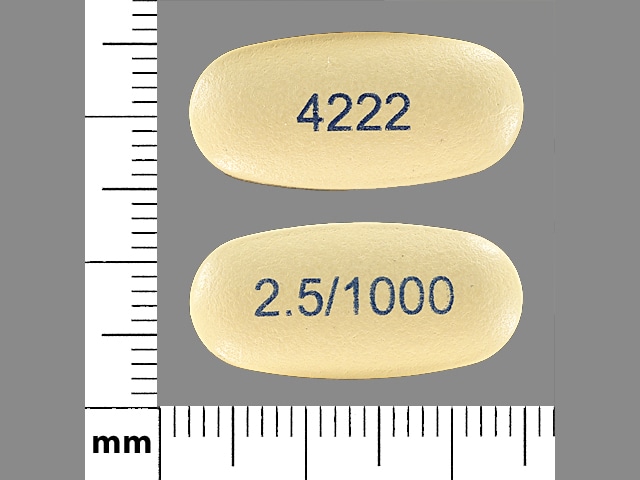 Imprint 2.5/1000 4222 - Kombiglyze XR metformin hydrochloride extended-release 1000 mg / saxagliptin 2.5 mg