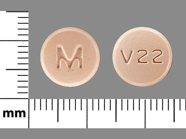 Image 1 - Imprint M V22 - hydrochlorothiazide/valsartan 12.5 mg / 160 mg