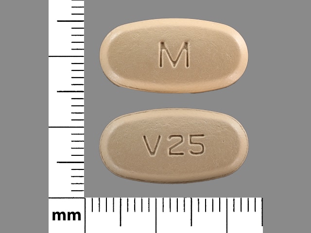 Image 1 - Imprint M V25 - hydrochlorothiazide/valsartan 25 mg / 320 mg