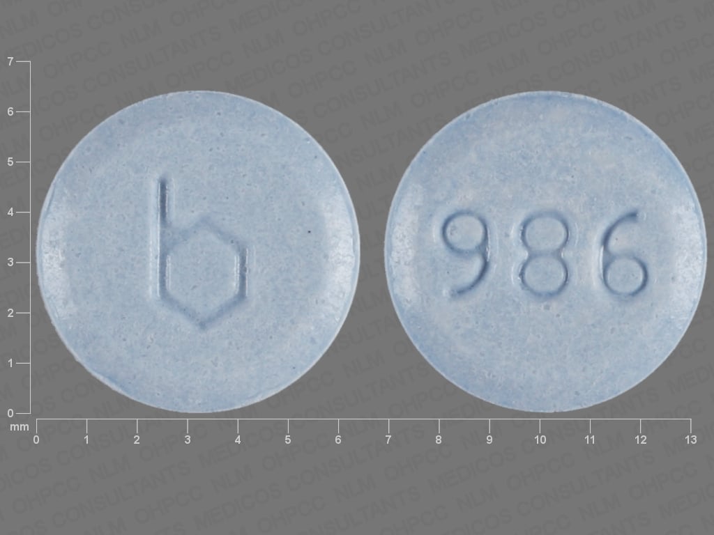 Pill finder b 986 blue round medicine