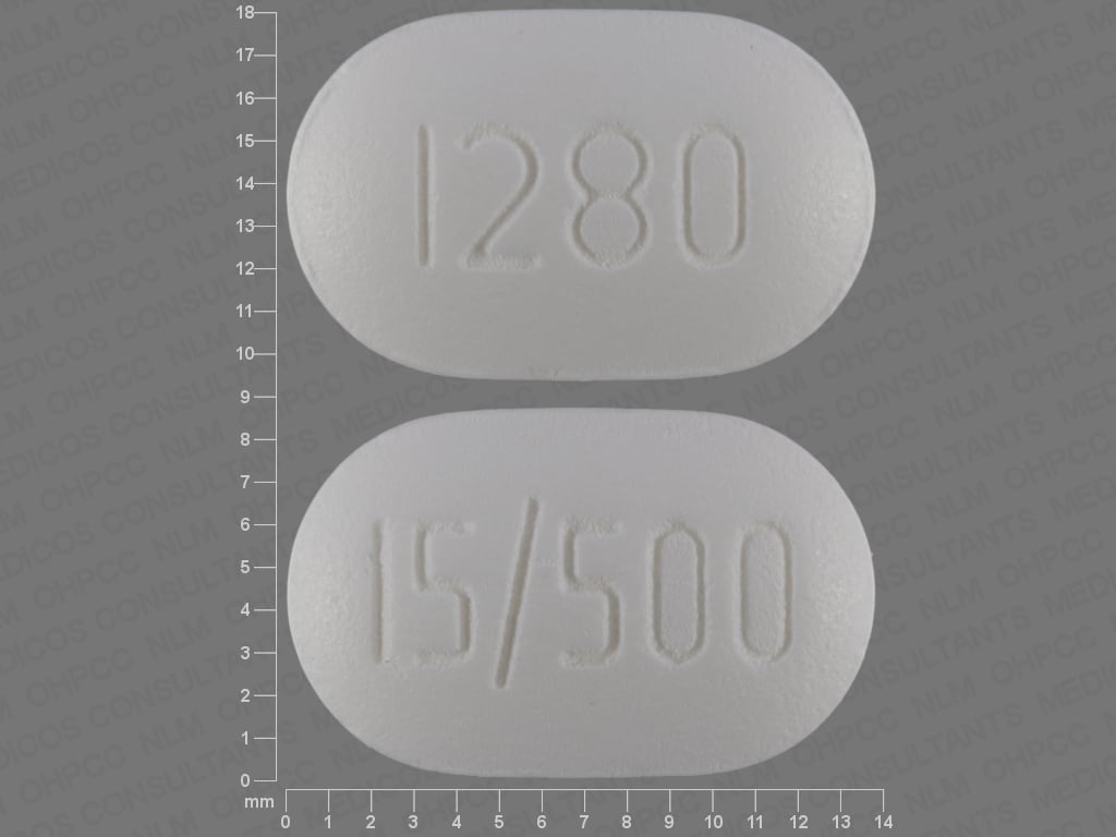 Imprint 15/500 1280 - metformin/pioglitazone 500 mg / 15 mg (base)