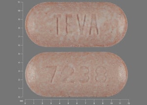 Image 1 - Imprint TEVA 7238 - hydrochlorothiazide/irbesartan 12.5 mg / 150 mg