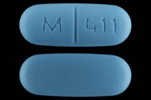 Pill Finder: M 411 Blue Capsule-shape - Medicine.com