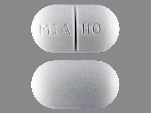 Image 1 - Imprint MIA 110 - acetaminophen/butalbital/caffeine 325 mg / 50 mg / 40 mg