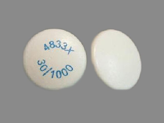 Image 1 - Imprint 4833X 30/1000 - ActoPlus Met XR 1000 mg / 30 mg