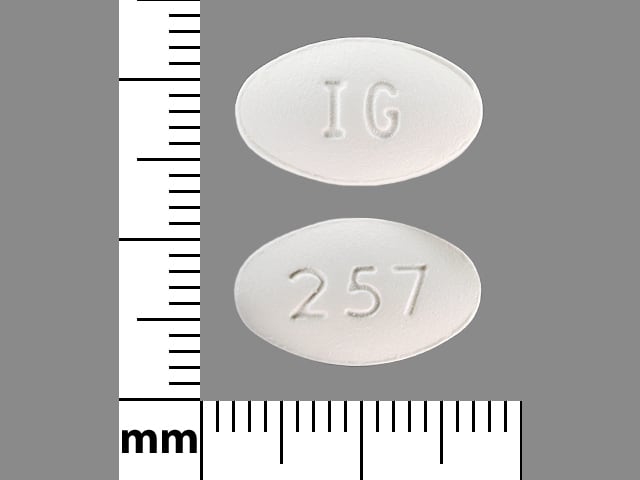 Imprint IG 257 - nabumetone 500 mg